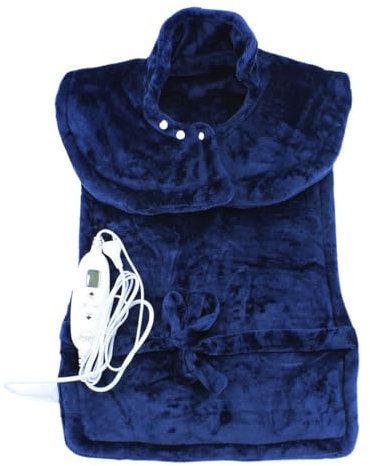 Elektrisches Wärmekissen für Nacken Rücken Schulter mit Abschaltautomatik, 10 Temperaturen 4 Timereinstellungen (30-120min), 60x100cm, Einfache Bedienung, 3 Kragenknöpfe, Tailleriemen, 30° waschbar