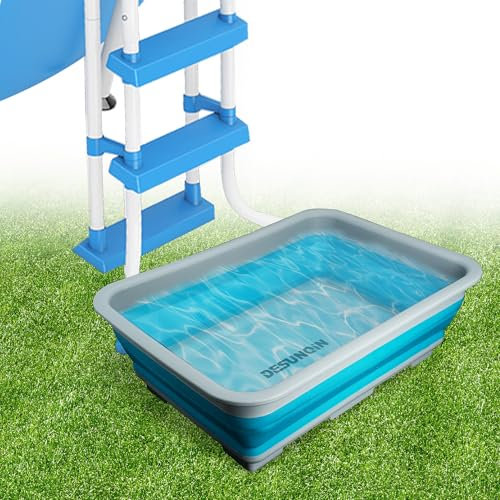 Desunqin 11.8 x 7.87 x 4.5 Pool Foot Bath Tray for Swimming Pool, Non- Slip Collapsible Foot Bath for Pool, Portable Foot Tub for Pool for Above Ground Pool Accessories, Rinse Feet Keep Pool Clean