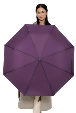 ROYALWORTH Windproof Travel Umbrella - Compact, Light, Full Automatic Open/Close - Folding Backpack Umbrella for Rain & Sun UV Protection For Men & Women, Unbreakable 8 Fiberglass Ribs UK Design