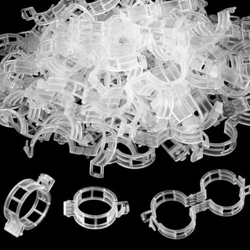 Lisoviom 100PCS Secured Plastic Plant Clip, Upgrade Grape and Tomato Vine, Garden Clips for Climbing Plants, Plastic Trellis Clips Plant Support Clips Tomato Grape Vine Vegetables Plant Fixing Clips