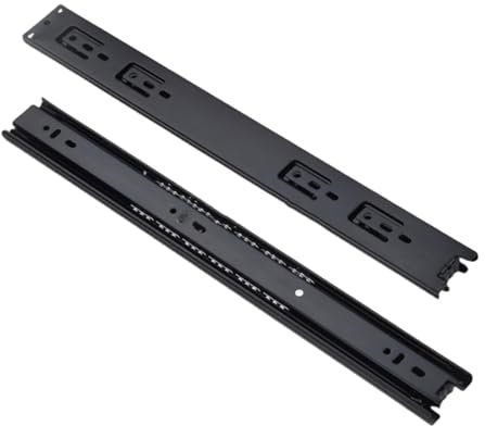 YCCYHQ Glissiere pour Tiroir, 1 Paire (2 Pièces), Rail Tiroir Coulissant en Douceur, Montage Latéral pour Classeurs, Poubelles, Armoires de Cuisine(Black,60CM/24IN)