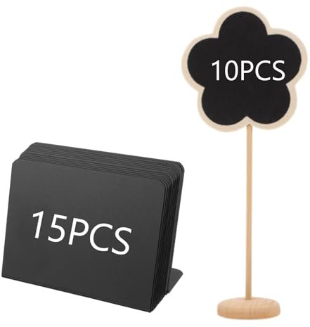 25 Stück Kreidetafel Klein Set, L-Form Preisschilder Aufsteller 10x7.5cm - Abwischbare Mini Tafeln zum Beschriften für Buffet Schilder, Hochzeiten, Partys, Cafés & Tischkarten