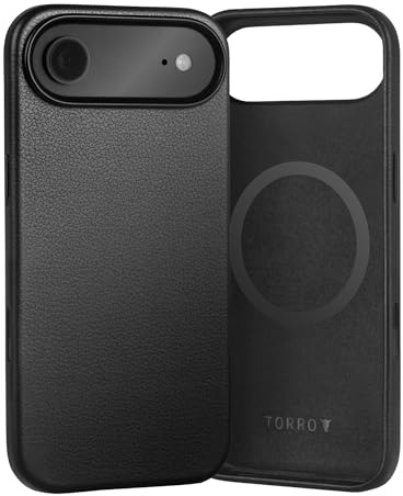 TORRO Premium Leather Case Compatible with iPhone Air 6.5” 2025 – Genuine Leather MagSafe Compatible, Ultra Slim Bumper Casee (Black)