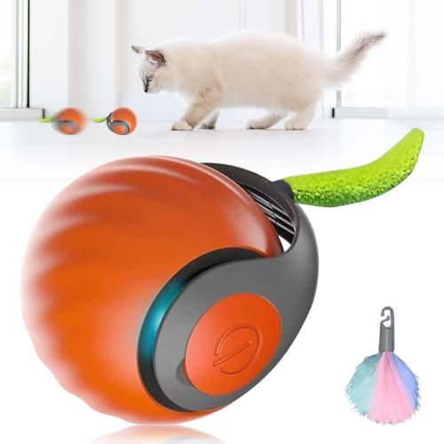 GMTEO Interaktives Katzenspielzeug, 2025 Neu Katzenspielzeug Elektrisch Magic Ball Hund Selbstbeschäftigung, Hundespielzeug Intelligenter Automatischer Rollball für Katzen Hunde (Orange)