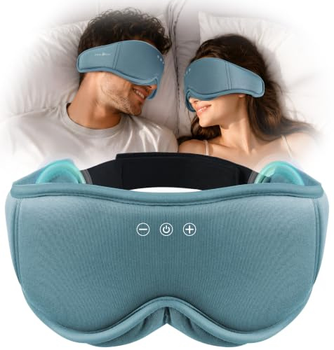 MUSICOZY Schlafmaske mit kopfhörer | 3D Bambus-Baumwolle Schlafkopfhörer | Atmungsaktive & Kühle Schlaf Kopfhörer,100% Schatten Bluetooth 5.4 schlafmaske kopfhörer,Ideal Für Reisen & Seitenschläfer
