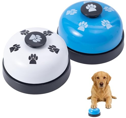 SLSON 2 PCS Pet Training Bells Doorbell Toilet Training Dog Bell for Door Potty Training Loud and Crisp Doorbell Puppy and Cat Communication Device (Blue and White)
