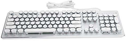 Eminchu Clavier Filaire Lumineux, Style Rétro Classique, étanche à la Poussière, pour Les Amateurs de Jeux (Black) (Black) (White)