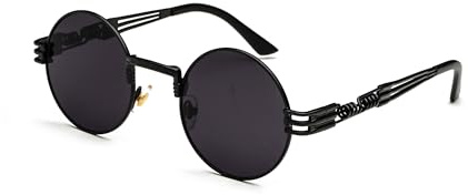 Hviomru Steampunk runde Metall-Sonnenbrille für Herren & Damen – Hippie, Rockstar, Retro, Fasching
