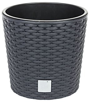 Prosperplast Pflanzkübel inkl. Einsatz D 25 cm Rattan-Optik anthrazit Blumentopf Rato Serie