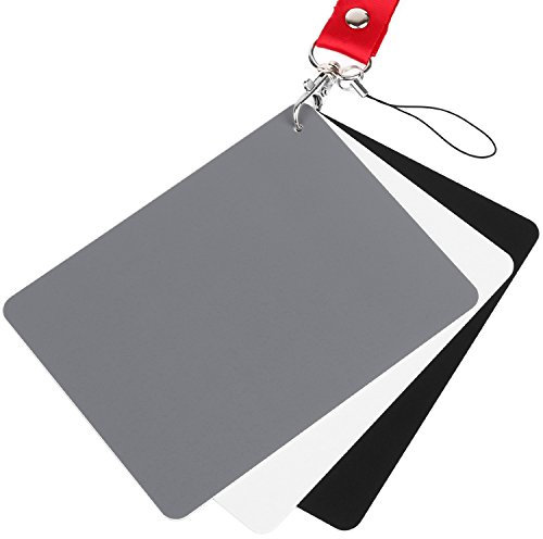 ChromLives White Balance Grey Card 5x4 for Video DSLR and Film Premium 18% Exposure Photography Card Set,Black White and 18% Grey