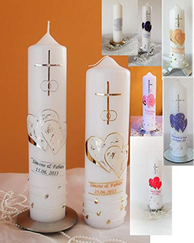 Hochzeitskerze-Traukerze-Brautkerze - Hochzeit - mit Perlen sehr Edel ink.Namen,Datum. B076ZY2YGP