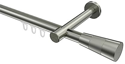 Interdeco Innenlauf Gardinenstangen Edelstahl Optik 20 mm Ø Prestige Tanara, 220 cm