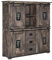 Railway Highboard massiv Kommode groß Hochschrank Schrank Holzschrank Wohnzimmer Sideboard Mehrzweckschrank Mango 150x45x160 grau lackiert
