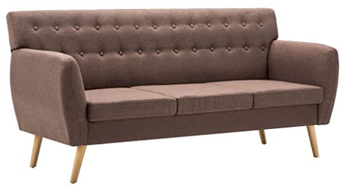 vidaXL Sofa 3-Sitzer Stoffbezug Braun Polstersofa Loungesofa Sitzmöbel Couch