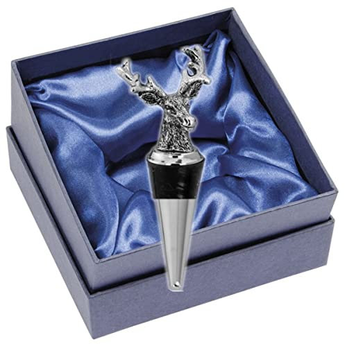 SILBERKANNE Flaschenverschluss Korkenstöpsel Hirsch L 9 cm verchromt in Premium Verarbeitung