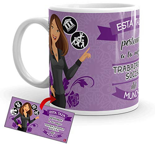 Kembilove Taza de Café de la Mejor Trabajadora Social del Mundo – Taza de Desayuno para la Oficina – Taza de Café y Té para Profesionales – Taza de Cerámica Impresa – Tazas para Trabajadoras sociales