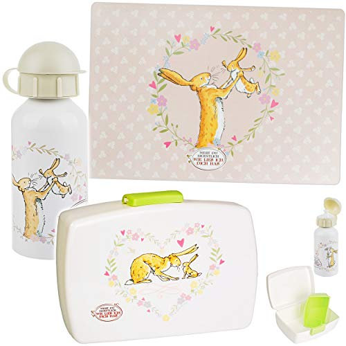alles-meine.de GmbH 3 TLG. Set Lunchbox/Brotdose & Trinkflasche & Platzset - Hase - Weißt du eigentlich, wie lieb ich Dich hab ? - BPA frei - mit extra Einsatz/herausnehmba..