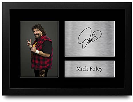 HWC Trading A4 FR Mick Foley Geschenke gedruckt Autogramm Bild für WWE & WWF Memorabilia Fans Signed - A4 Eingerahmt