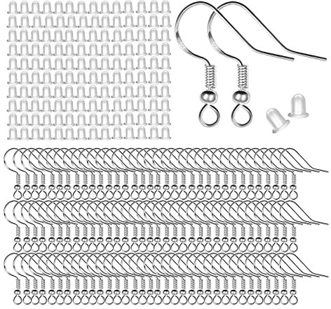 Vivixin 120 Stück/60 Pais Ohrringhaken, 925 Sterlingsilber, hypoallergene Ohrringhaken für Schmuckherstellung, Zubehör, Fischhaken, Ohrring mit Spule und Kugel