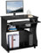 Yaheetech Movable Computer Desk on Wheels Office PC Laptop Table for Small Space, Home Office Compact Desk with Sliding Keyboard Tray, 2 Shelves Corner Desk Table Workstation Black, 80.1x48.1x76.2cm
