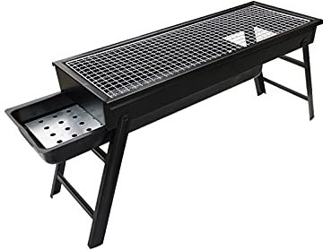 LCRACK BBQ-Grill, Ergonomie Kompakt tragbar Schwarz Barbecue Grill Faltbar Draussen Indoor Holzkohle Grillfeuer
