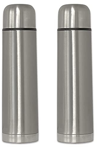 2er Set Edelstahl Isolierflasche 750ml mit Becher Kaffee Tee Isolier Flasche Thermosflasche Thermobecher Wasserflasche Thermoskanne Thermoflasche