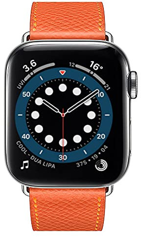 Aergood Compatibile con Apple Watch Cinturino 38/40/41mm,Sottile Cinturini in Vera Pelle per iWatch serie 7/6/5/4/3/2/1/SE,Per Uomo e Donna 38mm/40mm/41mm,Arancio/Grano