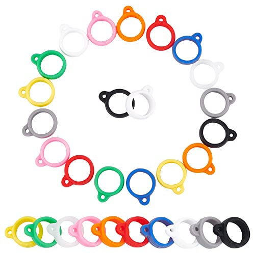 GORGECRAFT 20 STÜCKE 10 Farben Anti-Verlorene Silikongummiringe Einstellbare Bandhalter Halskette Lanyard Anhänger Für Stifte, Gerätedurchmesser 13 mm/0.5 Zoll