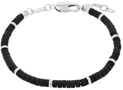 s.Oliver Armband Edelstahl Herren Armschmuck, mit Achat, 20+2 cm, Silber, Kommt in Schmuck Geschenk Box, 2033927
