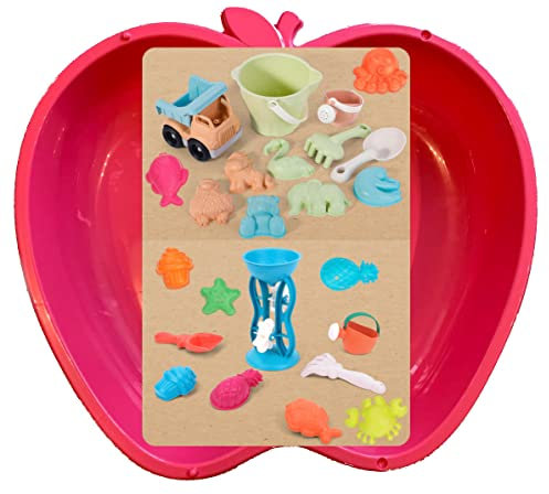 Thorberg Sandbox Sandkasten Sandmuschel Muschel groß 108x79cm XL, 5 Farben! (1x rosa + 24-TLG Bio-Set)