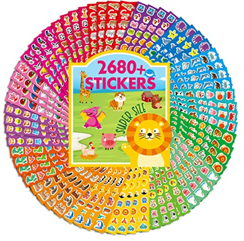2680+ Tier Aufkleber, 64 Blätter Entzückende Cartoon Tier Designs, verschiedene Themen Motivative Tier Welt Etiketten für Lehrer Klassenzimmer Belohnung Geschenk ermutigen Kinder, auf die Toilette