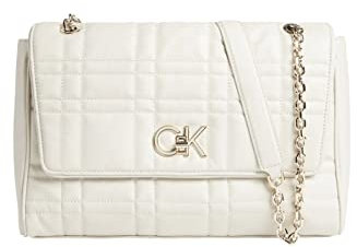 Calvin Klein Re-Lock Quilt Shoulder Bag L Ecru