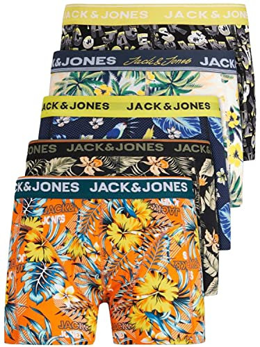 JACK & JONES Herren Unterhosen 5er Set / Pack Sale Männer Marken Boxershorts Weiss schwarz blau grau Shorts Trunks 95% Baumwolle S M L XL XXL (Farb Mix 6 XL)