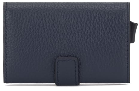 PIQUADRO - Portacarte di Credito Compatto in Pelle - Uomo - Blu Notte | Formato slim, Slot tessere, Resistente, Uso quotidiano