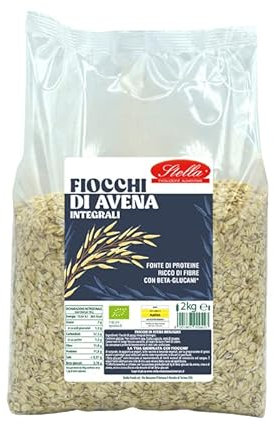 Stella Fiocchi di Avena Integrali BIO - 2 confezioni da 2kg | Confezione Risparmio | Formato Convenienza !