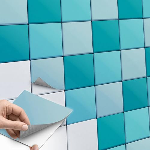 20 Stück Fliesenaufkleber 15x15 cm für Küche und Bad - Klebefliesen, Mosaikfliesen - Aufkleber Fliesen selbstklebend SET // Design: Türkiston