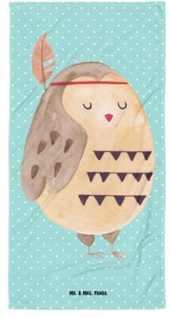 Mr. & Mrs. Panda XL Badehandtuch Eule Federschmuck - Geschenk, Waldtiere, Strandtuch, Das Leben ist EIN Abenteuer, Owl, Eule Deko, Dekoration,