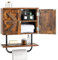 COSTWAY Bathroom Wall Cabinet, Wooden Storage Cupboard with Double Door, Open Shelf & Towel Rack, Wall Mounted Medicine Cabinet Organizer Unit for Kitchen, Living Room and Hallway (Rustic Brown)
