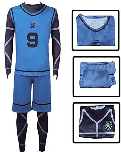 Xinchangda Anime Blue Lock Cosplay Costume, Sportswear Jerseys Football Training Uniform Full Set Sleeveless Jersey and Shorts for Boys/Men