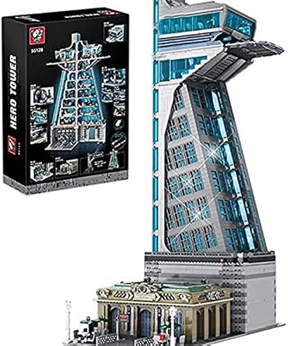 Modular Haus Modellbausätze, 5883 Klemmbausteine Hero Tower Architektur Bausteine Bausatz, MOC Custom Bauset Konstruktionsspielzeug, Bausteine Haus Bausatz Kompatibel mit Lgo