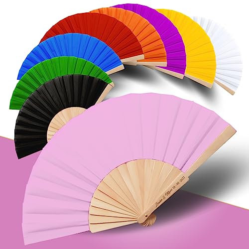 Éventail Pliant Personnalisable En Bois - Éventail Mariage, & Événements (Calesa) (Rose, À l'unité)