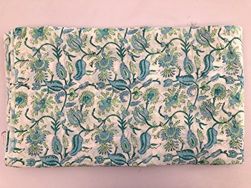 INDACORIFY Wunderschöne handblockbedruckte Stoffe, indischer handgefertigter Voile-Baumwollstoff, 91 cm, weiche Blume für Kurti-Kleid, Sarong, Stola, Kissenbezüge, Arbeitsmaterial verwenden (Design-7)