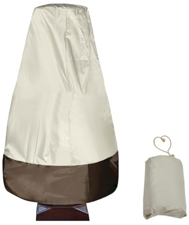 Jenngaoo Brunnenabdeckung mit Zugband 173x122 cm, Oxford-Stoff Beige/Braun | Wetterfest, UV-beständig, für Springbrunnen und Gartenfiguren, Wasserdicht, Aufbewahrungstasche, Platzsparend Faltbar