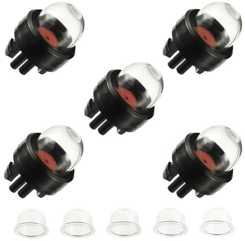 HUAREW 5 Stück Snap-in Primer Bulb Pump+5 Stück Zündkapsel Primer Pumpe, Vergaser Primer Pumpe Kraftstoffbirnen, für Kettensägen Gebläse Trimmervergaser Motorsense Rasenmäher