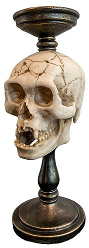 Horror-Shop Exquisiter Totenkopf Kerzenständer für Stumpenkerzen 34cm