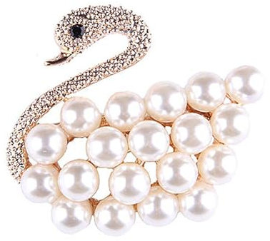 Broche Cristal Strass Perle Cygne Broche Femmes Oiseau Broche Diamant Bijoux Animal Broche Robe Accessoires