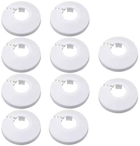 Lot de 10 cache-tuyaux en plastique, boucle décorative pour tuyau de chauffage, climatisation, 17 mm, pour tuyaux de chauffage, tuyaux d'eau (blanc)