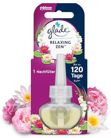 Glade electric ecented oil Nachfüller, elektrischer Raumduft Duftstecker mit Duftöl, Relaxing Zen, (20 ml)