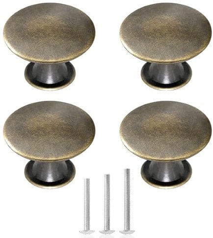 ShipeeKin 4X Oil Rubbed Cabinet Knobs Bronze Dresser Drawer Knob Vintage Kitchen Door Knob Antique Pull Handle 30mm for Closet Chest Bathroom Furniture Hardware