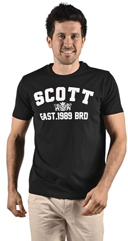 SCOTT T-Shit Kylio en Coton Manches Courtes avec Sérigraphie (FR/ES, Alpha/Lettres, TG, Taille Normale, Taille Normale, Noir)